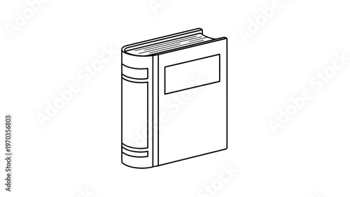 A simple line drawing of a closed hardcover book on a white background