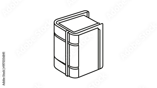A simple line drawing of a closed book viewed from an isometric angle