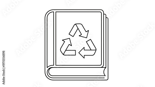 Outline of a book with a recycle symbol on its cover