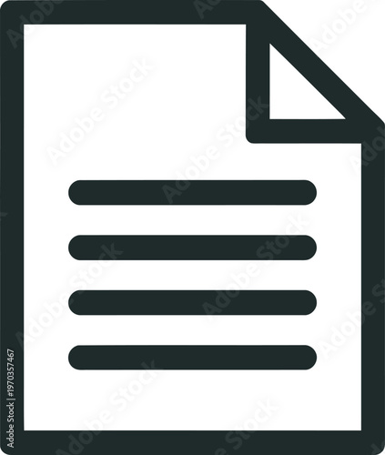 Minimalist document icon with corner fold showing empty text lines on clean white page design