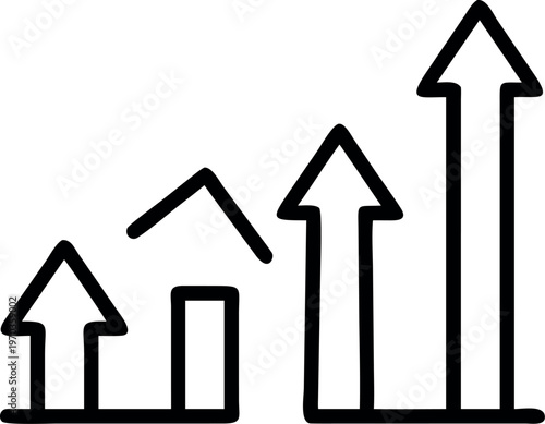 A black and white image of four arrows pointing upwards