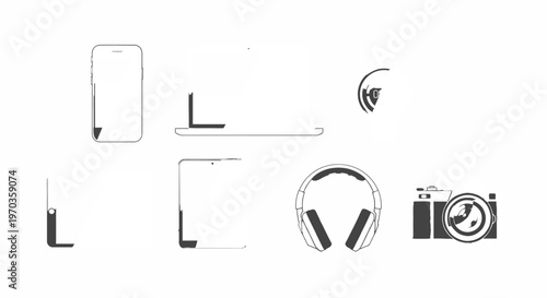 Modern electronic devices vector set isolated on a white background