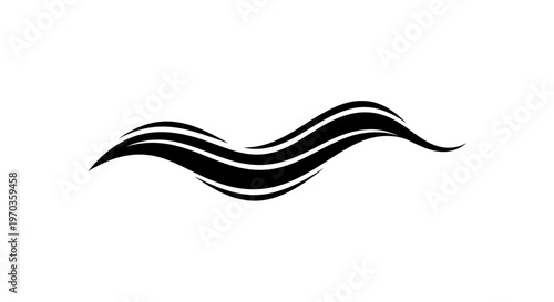 A stylized black leaf design element.