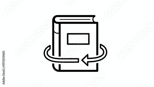 Outline of a book with a circular arrow indicating circulation