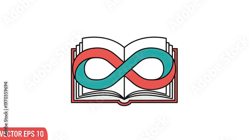Open book with infinity symbol intertwined
