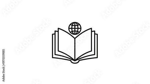 Open book with globe symbol