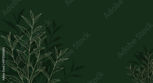 Elegant botanical background featuring stylized tea leaves in a harmonious composition, perfect for natural product branding, wellness, or serene digital design