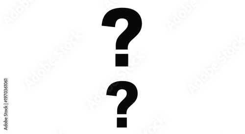 Two black question marks on white background a striking silhouette