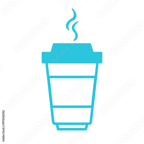 Coffee to go. Takeaway Coffee icon. Isolated on white. Blue icon