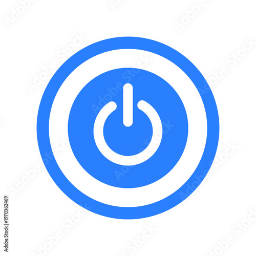 Power Symbol: A minimalist design, featuring a universal power button icon, encapsulated within concentric circles, conveys a sense of technological simplicity and essential function. 