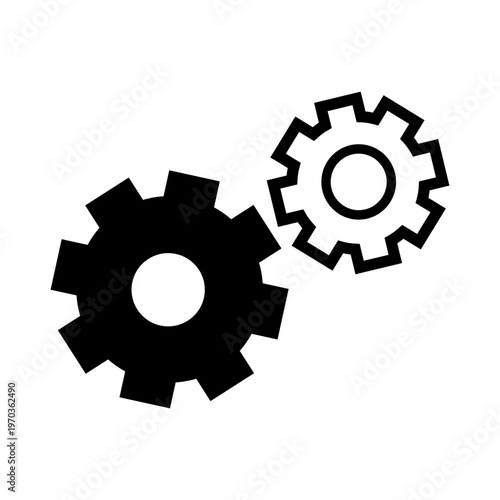 Interlocking Gears: A minimalist illustration of two gears meshing together, symbolizing the intricate mechanics of industry, cooperation, and technological innovation.