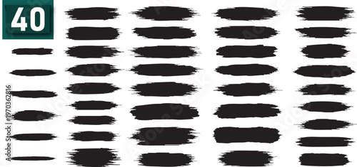 40 Black Brush Stroke, Vector Brushes, Stroke Effects, Graphic Design Elements
