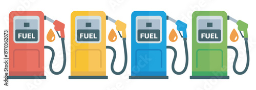 Gas Station Pump with Fuel Nozzle Illustration, petrol pump vector, gas station fuel dispenser icon, refueling and automotive service concept, editable vector graphic