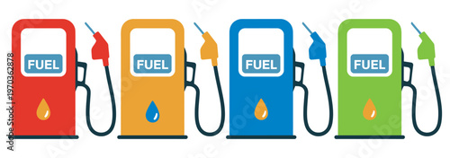 Gas Station Pump with Fuel Nozzle Illustration, petrol pump vector, gas station fuel dispenser icon, refueling and automotive service concept, editable vector graphic