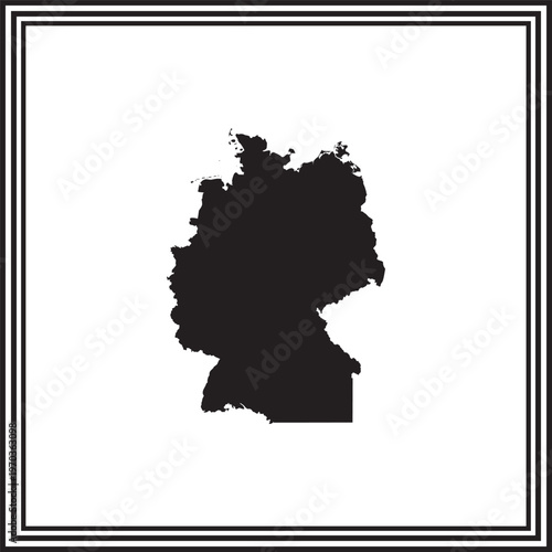 Germany Map Silhouette Minimalist Geographic Country Outline Illustration