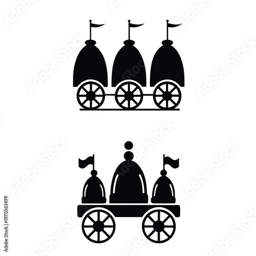 Rath Yatra Festival Chariot Icon Set Vector Illustration Jagannath Puri