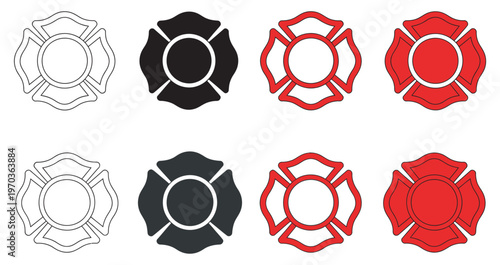 Firefighter Maltese Cross Vector Emblem, firefighter badge and rescue icon, courage and safety symbols, emergency response vector illustration, clean design