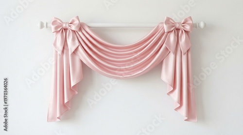 pink curtain with white background