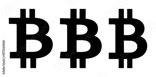 Bitcoin currency symbol set with solid black icon design featuring cryptocurrency, digital money, e-commerce with finance and blockchain