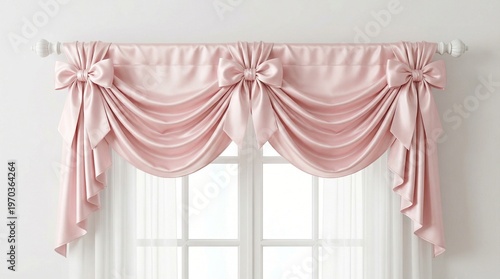 pink curtain with white background