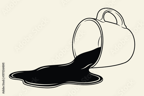 Coffee Mug Accident Spill Flat Minimal Illustration