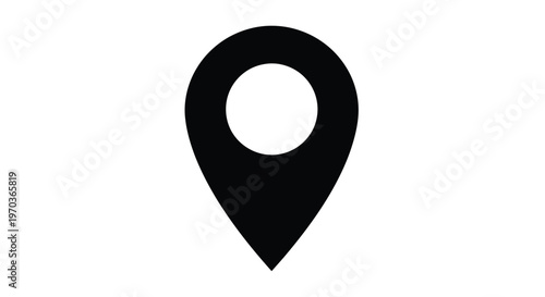Simple black location pin icon isolated on a plain white background