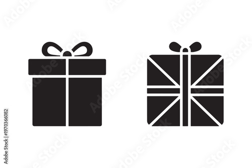 Gift box silhouette ribbon bow present icon