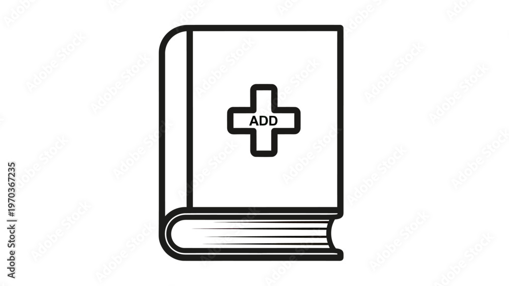 Obraz premium A thick open book with a plus sign and 