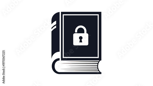 A dark book with a white padlock on its cover