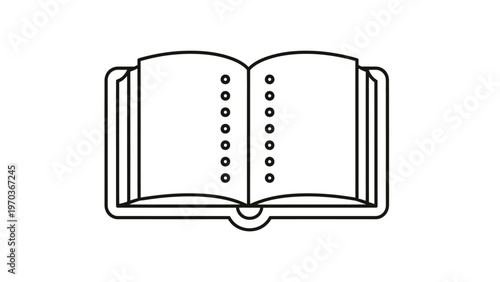 Open book with blank pages, each marked by rows of dots