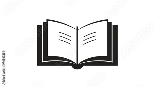 Open book icon with simple lines on pages
