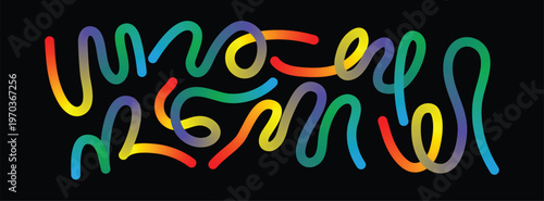 Vibrant carnival colorful abstract doodle wavy lines for kid's birthday party decorations