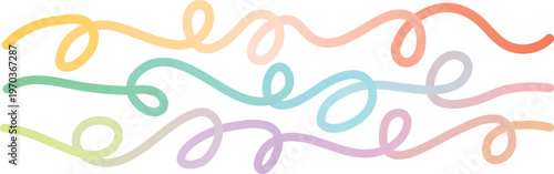 Colorful abstract art dynamic squiggly lines gradient lines and wavy curves for modern design backgrounds