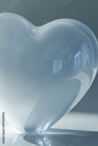 A heart-shaped glass object sits atop a table, perfect for decorative purposes or as a gift