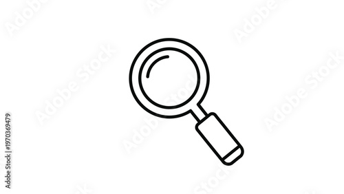 Minimalist black outline of a magnifying glass on a white background (2)