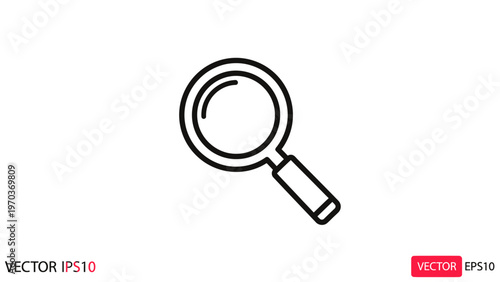 Simple, clean line art icon of a magnifying glass