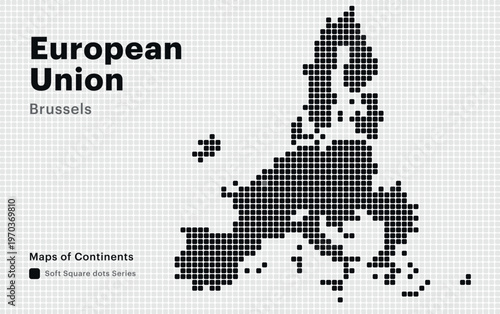 Geometric Pixelated EU Map and Brussels Capital City