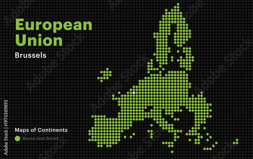 European Union Map and Brussels Capital in Dotted Style