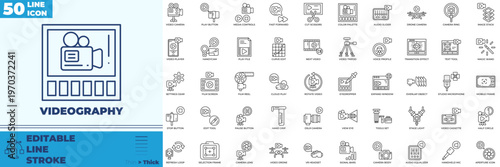Videography Line Editable Icons set
