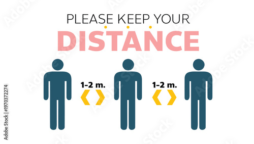 Social distancing reminder maintain 1 2 meter distance for safety