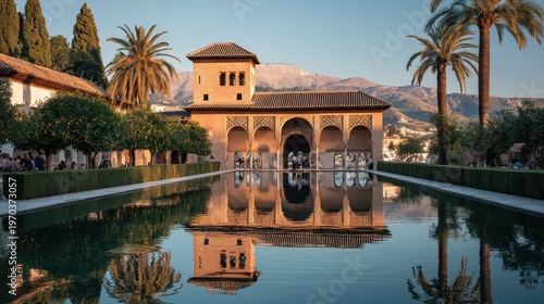 Dramatic light over the Alhambra, Granada's monumental palace and gardens in southern Spain