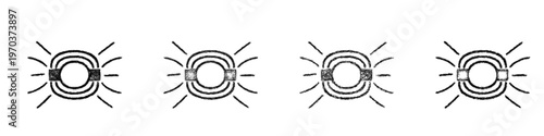 Sketch magnetic field icon design set