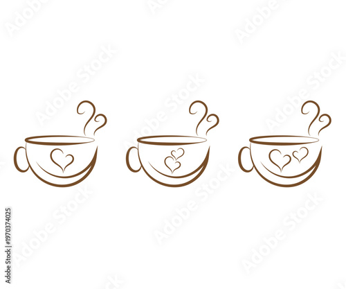 Coffee Cup With Heart Shape Logo Design, Vector Illustration