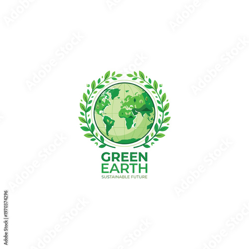 Green Earth Sustainable Future Logo Design.