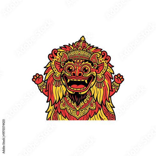 Traditional Balinese Barong Mask Closeup.