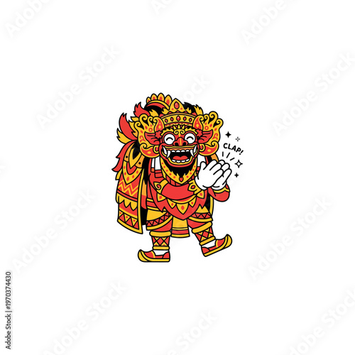 Traditional Balinese Barong Mask Character Costume.