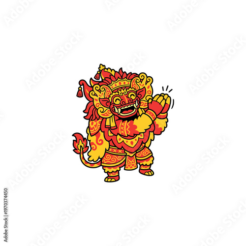 Vibrant lion dance performance costume character.