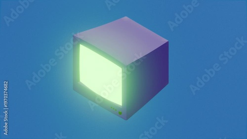 animated 3d desktop computer monitor on solid background