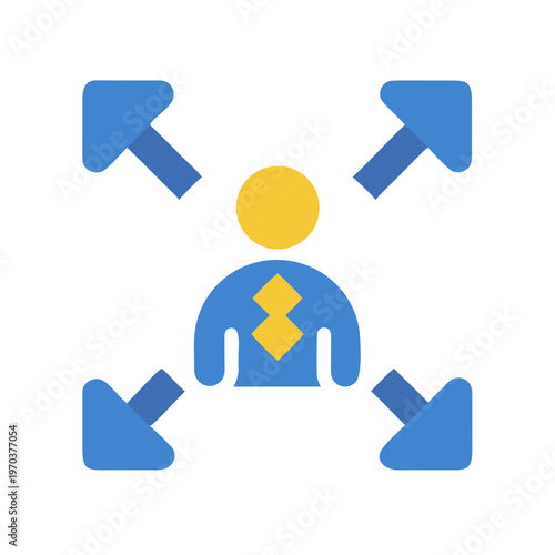 Expanding horizons growth and possibilities shown through an abstract figure and arrows