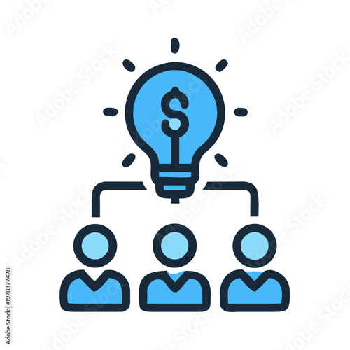 Visual representation of a business idea generation and delegation to team members